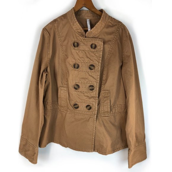 Old Navy Jackets & Blazers - Old Navy Tan Linen Cotton Pea Coat Woman's XL